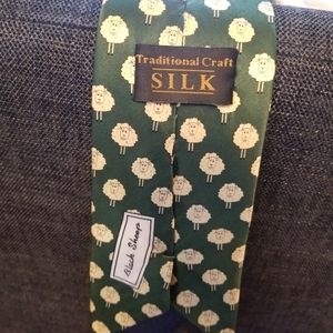 Silk ties, beautiful green with sheep and yellow from New York